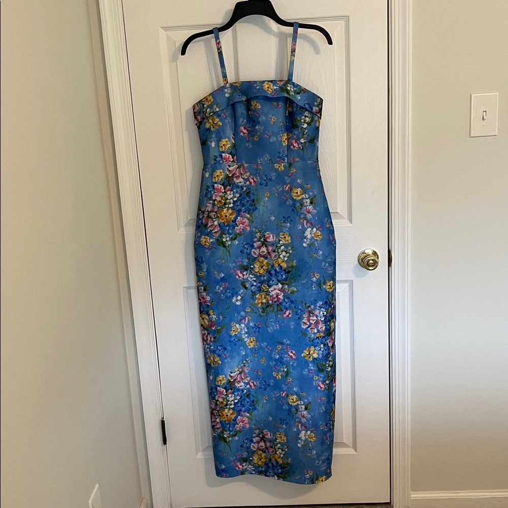 Floral Blue Midi Dress